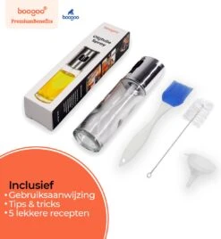 BooGoo® - RVS Olijfolie Sprayer Extreme Deluxe - Olijfolie Fles Verstuiver Voor Keuken - Oliespray - Oliefles - BBQ Accesoires - Olie Pomp Bakspray - Cooking Spray -Tefal Keuken Verkoopwinkel 1104x1200
