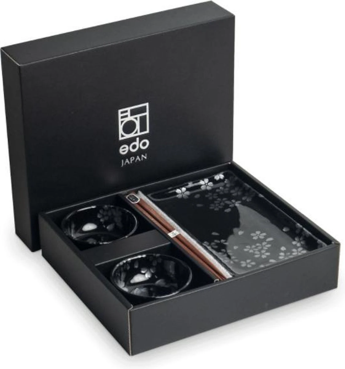 Edo Japan | HANA BLACK | Japanse Sushi Servies Set | 6-Delig | 2 Persoons | In Geschenkdoos 1 Edo Japan | HANA BLACK | Japanse Sushi Servies Set | 6-Delig | 2 Persoons | In Geschenkdoos