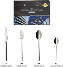 Nevana Bestekset - 24 Delig - 18/10 Edelstaal - Bestek - Lepels, Messen, Vorken -Tefal Keuken Verkoopwinkel 1137x1200 1