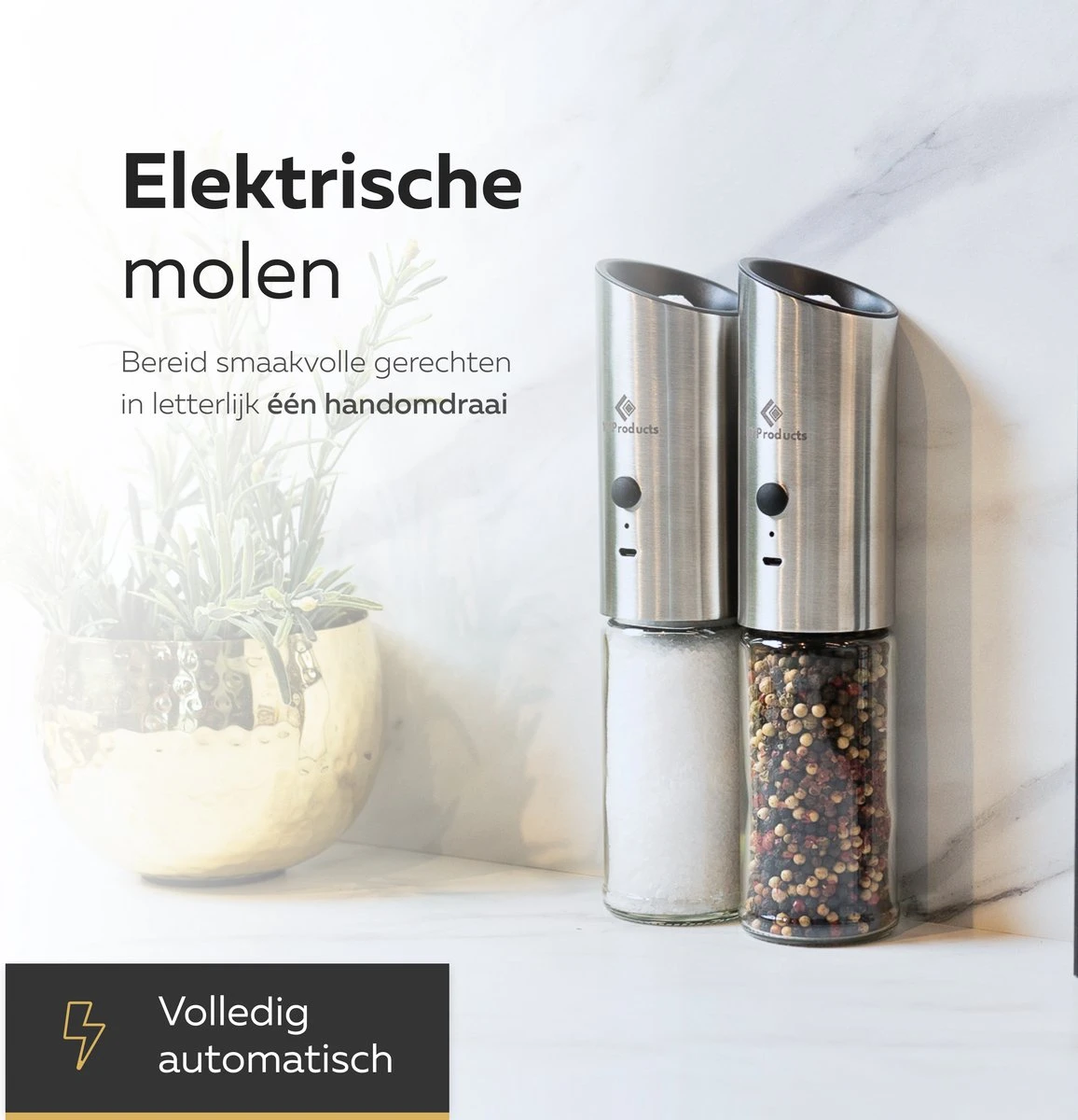 101Products Peper- & Zoutmolen Elektrisch - USB Oplaadbaar - Pepermolen - Zoutmolen - RVS 2 101Products Peper- & Zoutmolen Elektrisch - USB Oplaadbaar - Pepermolen - Zoutmolen - RVS - Afbeelding 2