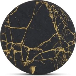 Castagnola Kunstlederen Onderzetters Met Houder – Onderzetters Voor Glazen – Onderzetters Design – Onderzettersset – Drink Onderzetters – Kunstleer – Leren Onderzetters – Set Van 16 – Zwart/Goud -Tefal Keuken Verkoopwinkel 1189x1200 2