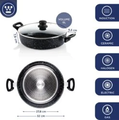 Westinghouse Hapjespan Inductie - Ø 32 Cm - Zwart Marmer - Met Deksel -Tefal Keuken Verkoopwinkel 1190x1200 3