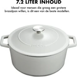MOA Gietijzeren Braadpan - Inhoud 7,2 Liter - 30CM - Rond - Alle Warmtebronnen - Ook Voor Inductie - Gewicht 7,3 Kg - Wit - C30W -Tefal Keuken Verkoopwinkel 1192x1200 3