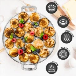 IRONO Poffertjespan Set - Incl. Doseerfles, Kwast En Vork - Poffertjespan Inductie En Electrisch - Poffertjesmaker 19 Poffertjes - Poffertjes Maken - Spuitfles - Cadeau Voor Mannen En Vrouwen -Tefal Keuken Verkoopwinkel 1198x1200 9