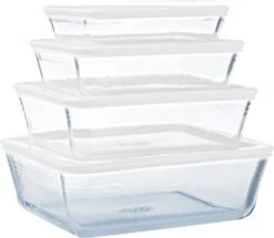 Tefal Keuken Verkoopwinkel 26 Pyrex - Cook & Freeze Schaal Met Deksel Set Van 4 Stuks - Transparant/Wit