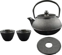SakuraTea - Theepot Set - 4-delig - Gietijzer - Zwart - 0.8L - 2 Kopjes (100ml) -Tefal Keuken Verkoopwinkel 1200x1068 1