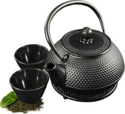 SakuraTea - Theepot Set - 4-delig - Gietijzer - Zwart - 0.8L - 2 Kopjes (100ml) -Tefal Keuken Verkoopwinkel 1200x1086