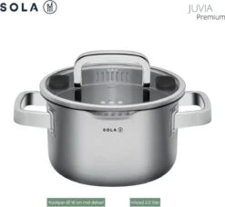Sola Pannenset Juvia - 4 Delig - Ø 16,16,18,20 Cm - Zilver - RVS - Sandwichbodem -Tefal Keuken Verkoopwinkel 1200x1110