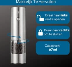 GOV Elektrische Peper- En Zoutmolen RVS XL Oplaadbaar - Automatische Pepermolen -Tefal Keuken Verkoopwinkel 1200x1121 1