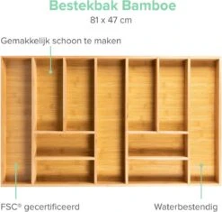 Grote Bestekbak Bamboe 81x47CM - Coninx Besteklade - Opbergbak - Duurzaam - Bamboe - Voor Laden Vanaf 47cm Diep -Tefal Keuken Verkoopwinkel 1200x1140