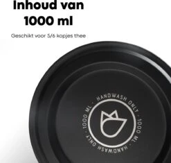 Vatten® - Premium RVS Theepot - Incl. RVS Theefilter - 1L - Zwart - Dubbelwandig -Tefal Keuken Verkoopwinkel 1200x1143