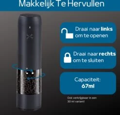 GOV Elektrische Peper- En Zoutmolen Zwart XL Set Oplaadbaar - Pepermolen - Peper En Zoutstel 6 GOV Elektrische Peper- En Zoutmolen Zwart XL Set Oplaadbaar - Pepermolen - Peper En Zoutstel -Tefal Keuken Verkoopwinkel 1200x1156 1