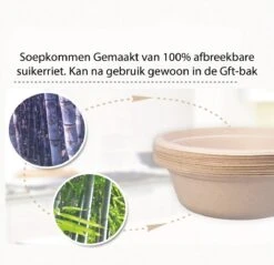 BIO Wegwerp Soepkommen 50 Stuks - Schaaltje Suikerriet 400ml - Natuur -Tefal Keuken Verkoopwinkel 1200x1160 1