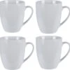 Excellent Houseware Set Van 4x Stuks Bekers/mokken Wit 380 Ml Van Porselein - Melkbekers