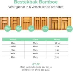 Grote Bestekbak Bamboe 81x47CM - Coninx Besteklade - Opbergbak - Duurzaam - Bamboe - Voor Laden Vanaf 47cm Diep -Tefal Keuken Verkoopwinkel 1200x1172