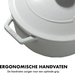 MOA Gietijzeren Braadpan - Inhoud 7,2 Liter - 30CM - Rond - Alle Warmtebronnen - Ook Voor Inductie - Gewicht 7,3 Kg - Wit - C30W -Tefal Keuken Verkoopwinkel 1200x1181