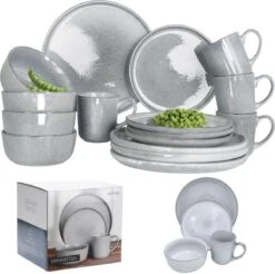 Excellent Serviesset - Servies - 16 Stuks - Aardewerk - Grijs 17 Excellent Serviesset - Servies - 16 Stuks - Aardewerk - Grijs -Tefal Keuken Verkoopwinkel 1200x1193 2