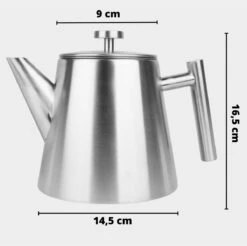 Castagnola Theepot Met Filter – Theekan – Theepot Dubbelwandig – Theepot Roestvrijstaal – Hoogwaardig RVS – 1 Liter – 5 Kopjes Thee – Zilver -Tefal Keuken Verkoopwinkel 1200x1195 5