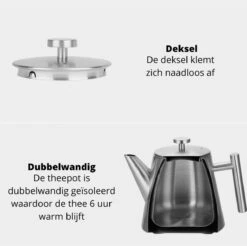 Castagnola Theepot Met Filter – Theekan – Theepot Dubbelwandig – Theepot Roestvrijstaal – Hoogwaardig RVS – 1 Liter – 5 Kopjes Thee – Zilver -Tefal Keuken Verkoopwinkel 1200x1195 7