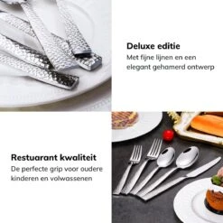 Deleca 6 Persoons Bestekset Deluxe (30-delig) - Vorken, Lepels En Messen - Vaatwasserbestendig - Gehamerd - Zilver / RVS 13 Deleca 6 Persoons Bestekset Deluxe (30-delig) - Vorken, Lepels En Messen - Vaatwasserbestendig - Gehamerd - Zilver / RVS -Tefal Keuken Verkoopwinkel 1200x1200 129