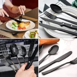 Deleca 6 Persoons Bestekset (36-delig) - Lepels, Messen, Vorken & Steakmessen - Vaatwasserbestendig - Zwart / RVS -Tefal Keuken Verkoopwinkel 1200x1200 139