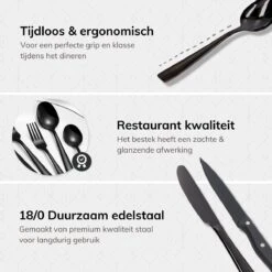 Deleca 6 Persoons Bestekset (36-delig) - Lepels, Messen, Vorken & Steakmessen - Vaatwasserbestendig - Zwart / RVS -Tefal Keuken Verkoopwinkel 1200x1200 141