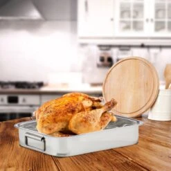 Relaxdays Braadslede Met Rooster - Edelstaal - Ovenschaal - Braadpan - Braadslee - Zilver - L -Tefal Keuken Verkoopwinkel 1200x1200 286