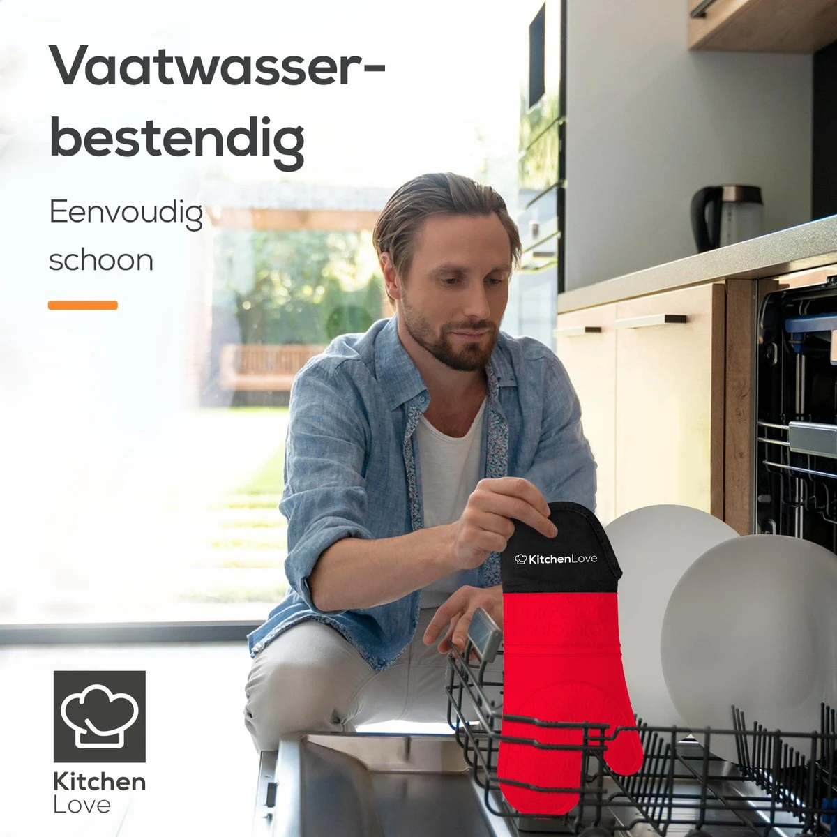 KitchenLove Ovenwanten - 2 Stuks Ovenhandschoenen - Hittebestendig Tot 250 °C - Siliconen - Rood 2 KitchenLove Ovenwanten - 2 Stuks Ovenhandschoenen - Hittebestendig Tot 250 °C - Siliconen - Rood - Afbeelding 2