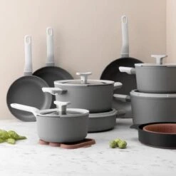 BergHOFF Leo Hapjespan Stone - 28 Cm - Met Glazen Deksel -Tefal Keuken Verkoopwinkel 1200x1200 397