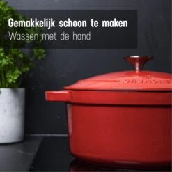 Daumonet Carême Rouge Gietijzeren Braadpan - Sudderpan Kersen Rood - Rond - Ø26 Cm - 4,4 Liter - PFAS & PFOA Vrij - Emaille - Geschikt Voor Alle Warmtebronnen - Elektrisch - Gas - Halogeen - Inductie - Keramisch - Vaatwasserbestendig -Tefal Keuken Verkoopwinkel 1200x1200 541