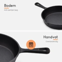 Ocina Gietijzeren Pan – Set Van 3 Stuks – ø25cm, ø19.5cm En ø16cm - Skillet - Koekenpan – Hapjespan – Koekenpan Inductie – Koekenpannenset - Gietijzeren Pan Bbq - Gietijzer - Incl. Receptenboek -Tefal Keuken Verkoopwinkel 1200x1200 554