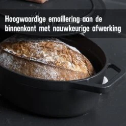 Gietijzeren Braadpan - Sudderpan Zwart Van Daumonet - Ovaal - Ø 29 Cm - 3 Liter - 100% PFAS & PFOA Vrij - Emaille - Geschikt Voor Alle Warmtebronnen - Elektrisch - Gas - Halogeen - Inductie - Keramisch - Vaatwasserbestendig -Tefal Keuken Verkoopwinkel 1200x1200 584