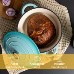 Chefarone Gietijzeren Pan - Braadpan Inclusief Deksel - Geschikt Voor Alle Warmtebronnen - Geëmailleerd Blauw -Tefal Keuken Verkoopwinkel 1200x1200 626