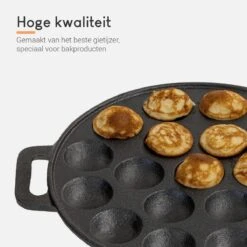 Ocina Poffertjespan – Combo Pack – 19 Poffertjes – Poffertjesmaker – Poffertjespan Inductie – Poffertjespan Electrisch – Gietijzeren Pan - Inclusief Doseerfles, Handvaten, 6x Poffertjesvorken En Invetkwast – Gratis Receptenboek -Tefal Keuken Verkoopwinkel 1200x1200 637