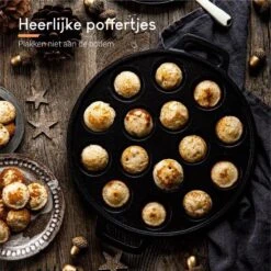 Ocina Poffertjespan – Combo Pack – 19 Poffertjes – Poffertjesmaker – Poffertjespan Inductie – Poffertjespan Electrisch – Gietijzeren Pan - Inclusief Doseerfles, Handvaten, 6x Poffertjesvorken En Invetkwast – Gratis Receptenboek -Tefal Keuken Verkoopwinkel 1200x1200 638