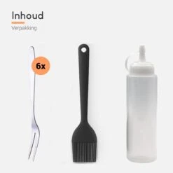 Ocina Poffertjespan Accessoires Set - Doseerfles - Poffertjes Spuitfles - 6x Poffertjes Vork - Kwast - Siliconen Kwast - Bakkwast - Gratis Poffertjes E-Book -Tefal Keuken Verkoopwinkel 1200x1200 692