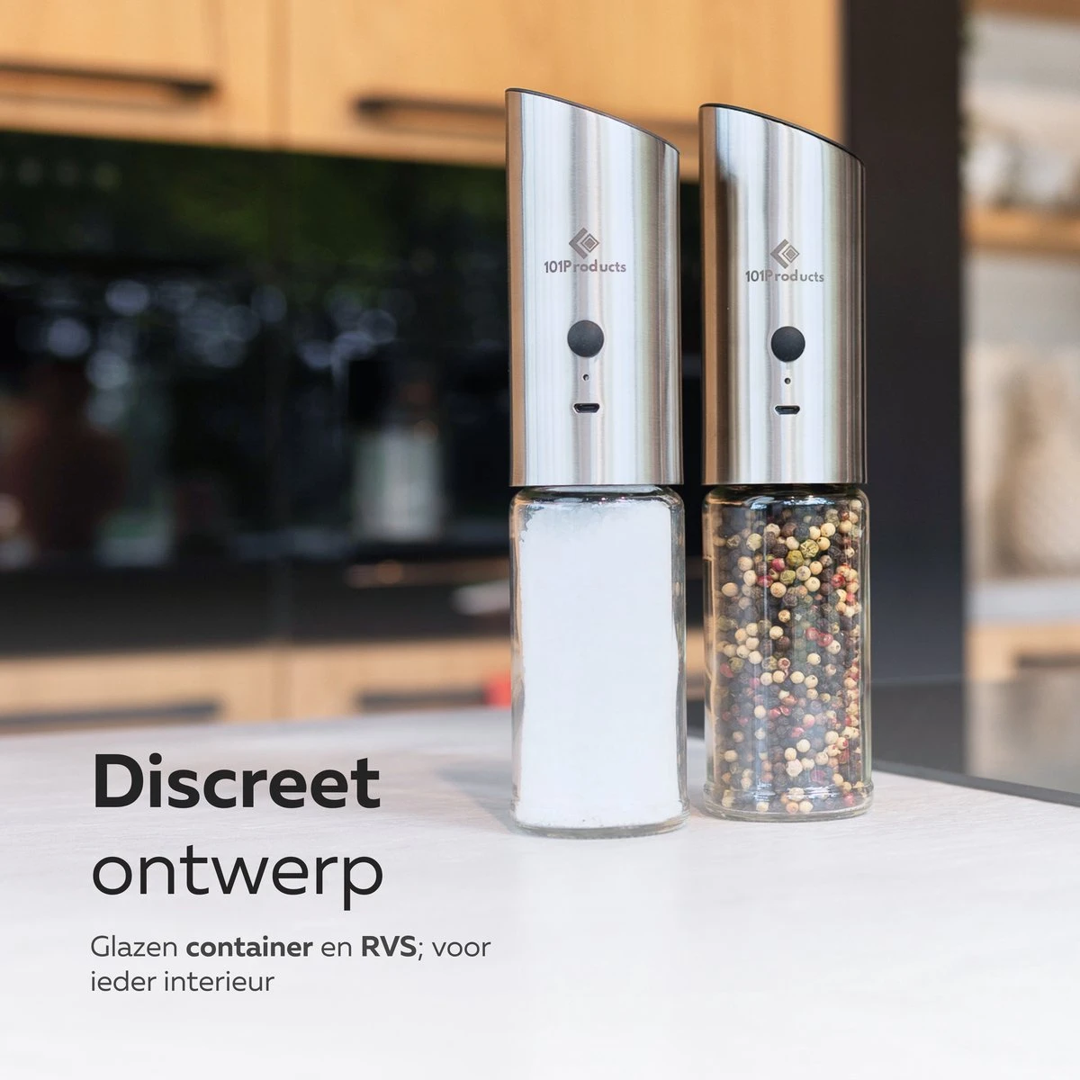 101Products Peper- & Zoutmolen Elektrisch - USB Oplaadbaar - Pepermolen - Zoutmolen - RVS 3 101Products Peper- & Zoutmolen Elektrisch - USB Oplaadbaar - Pepermolen - Zoutmolen - RVS - Afbeelding 3