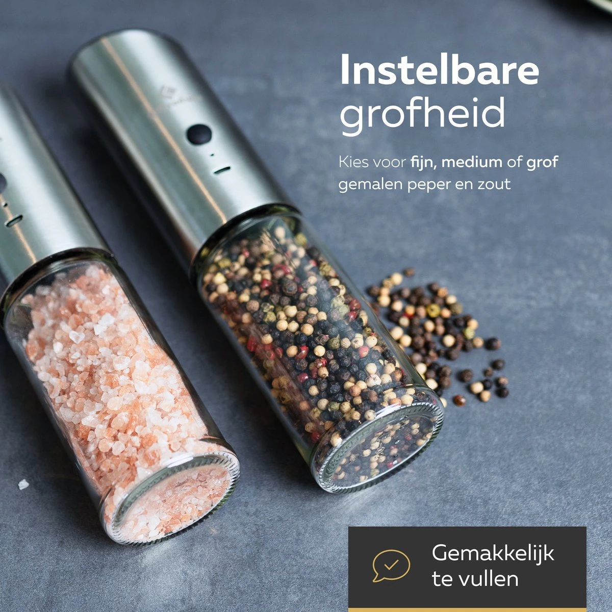 101Products Peper- & Zoutmolen Elektrisch - USB Oplaadbaar - Pepermolen - Zoutmolen - RVS 4 101Products Peper- & Zoutmolen Elektrisch - USB Oplaadbaar - Pepermolen - Zoutmolen - RVS - Afbeelding 4