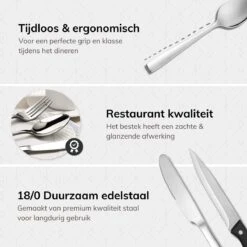Deleca 12 Persoons Bestekset (72-delig) - Lepels, Messen, Vorken & Steakmessen - Vaatwasserbestendig - Zilver / RVS -Tefal Keuken Verkoopwinkel 1200x1200 76