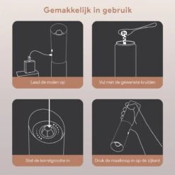 DODANA Premium Peper - & Zoutmolen Elektrisch - 1 Stuk - Pepermolen - Zoutmolen - Oplaadbaar - USB - Elektrische Pepermolen - RVS - Zwaartekracht Functie - LED Lamp - Nl Handleiding - Incl Borsteltje -Tefal Keuken Verkoopwinkel 1200x1200 766