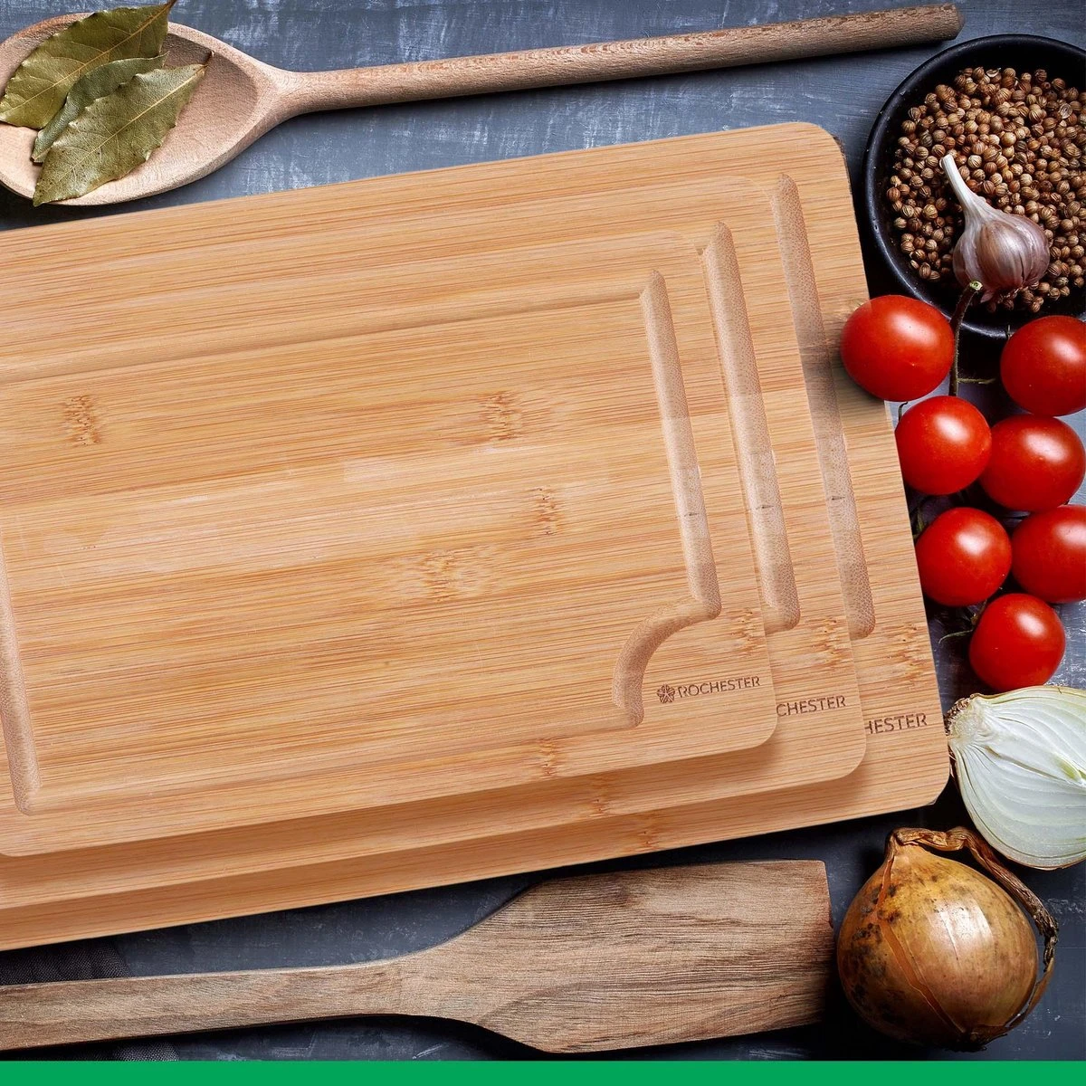 Rochester Snijplanken Hout – Borrelplank – Serveerplank - 3-Delig – Organisch Bamboe – Luxe Design – Hygienisch En Duurzaam 2 Rochester Snijplanken Hout – Borrelplank – Serveerplank - 3-Delig – Organisch Bamboe – Luxe Design – Hygienisch En Duurzaam - Afbeelding 2