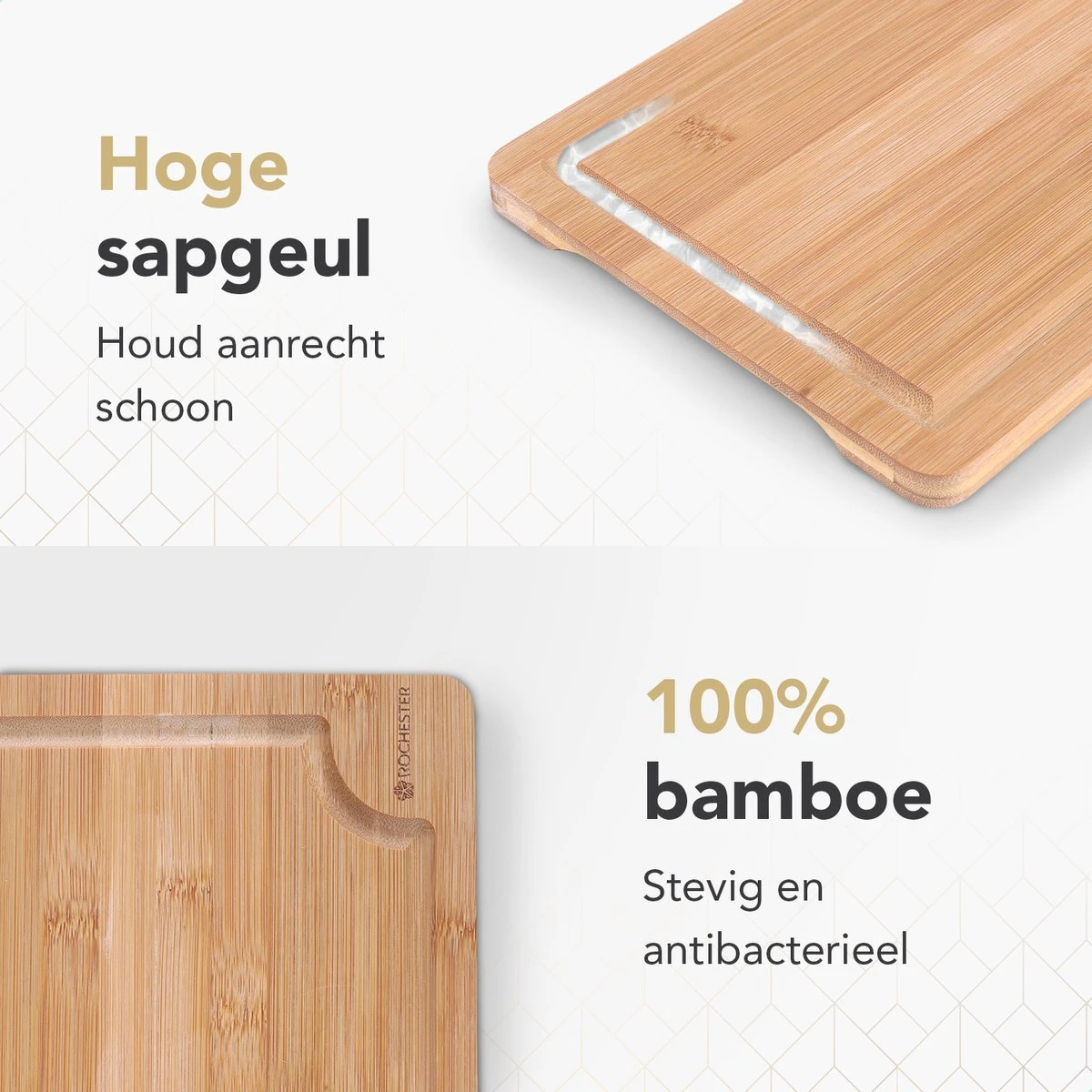Rochester Snijplanken Hout – Borrelplank – Serveerplank - 3-Delig – Organisch Bamboe – Luxe Design – Hygienisch En Duurzaam 8 Rochester Snijplanken Hout – Borrelplank – Serveerplank - 3-Delig – Organisch Bamboe – Luxe Design – Hygienisch En Duurzaam - Afbeelding 8