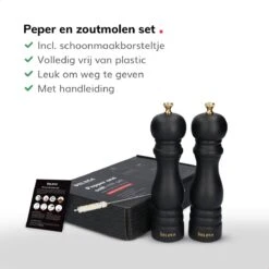 Deleca Luxe Peper En Zoutmolen Set - Met Geschenkdoos - Zout / Pepermolen - Rubberhout - Zwart & Goud -Tefal Keuken Verkoopwinkel 1200x1200 823