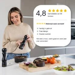 Deleca Luxe Peper En Zoutmolen Set - Met Geschenkdoos - Zout / Pepermolen - Rubberhout - Zwart & Goud -Tefal Keuken Verkoopwinkel 1200x1200 825