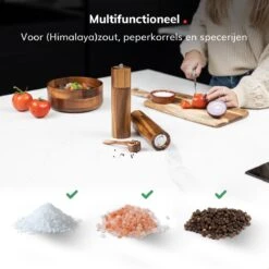 Deleca Luxe Peper En Zoutmolen Set - Zout / Pepermolen - Handmatig - Met Navul Lepel & Geschenkdoos - Acacia Hout - Rond -Tefal Keuken Verkoopwinkel 1200x1200 829