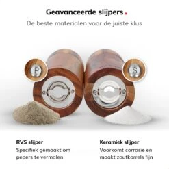 Deleca Luxe Peper En Zoutmolen Set - Zout / Pepermolen - Handmatig - Met Navul Lepel & Geschenkdoos - Acacia Hout - Rond -Tefal Keuken Verkoopwinkel 1200x1200 835