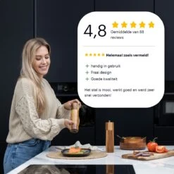 Deleca Luxe Peper En Zoutmolen Set - Zout / Pepermolen - Handmatig - Met Navul Lepel & Geschenkdoos - Acacia Hout - Rond -Tefal Keuken Verkoopwinkel 1200x1200 836