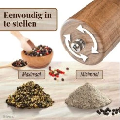 Dieux® - Peper En Zoutmolen Set - Cilinder Vorm - 22CM - Zout Peper Kruiden - 2 Stuks - Acacia Hout - Instelbare Maalgraad - Duurzaam - Luxe Kwaliteit - Hervulbaar - Pepermolen - Zoutmolen - BBQ Accesoires - Pasen -Tefal Keuken Verkoopwinkel 1200x1200 838