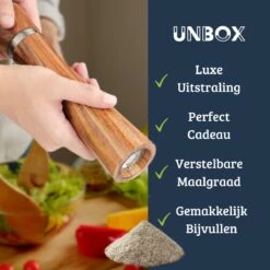 UNBOX Peper En Zoutmolen Set - Pepermolen - Zoutmolen - BBQ Accesoires - Acacia Hout - RVS -Tefal Keuken Verkoopwinkel 1200x1200 846