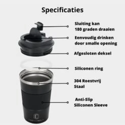 Castagnola Design RVS Koffiebeker To Go - Zwart - 380ml - Thermosbeker - Theebeker -Tefal Keuken Verkoopwinkel 1200x1200 856